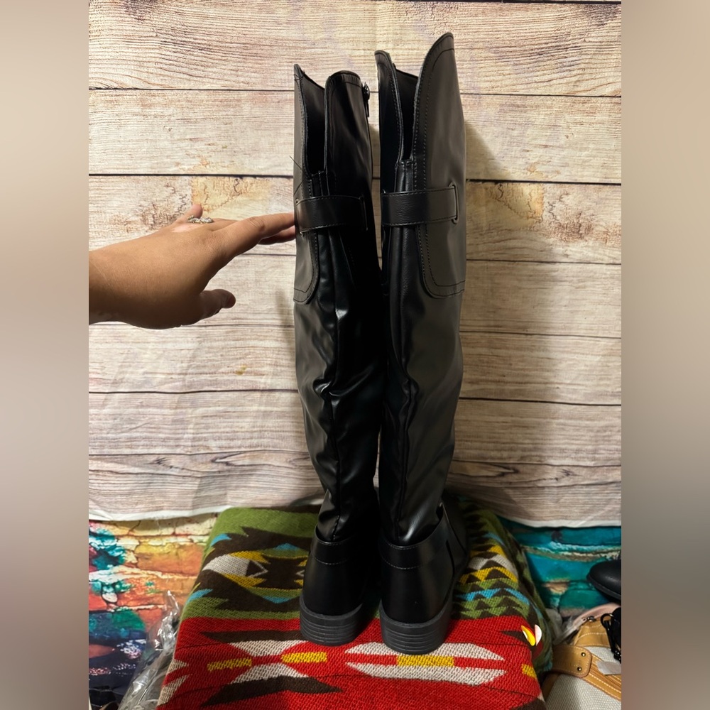 Henry Ferrera Black Knee-High Boots size 8 - Picture 3 of 7